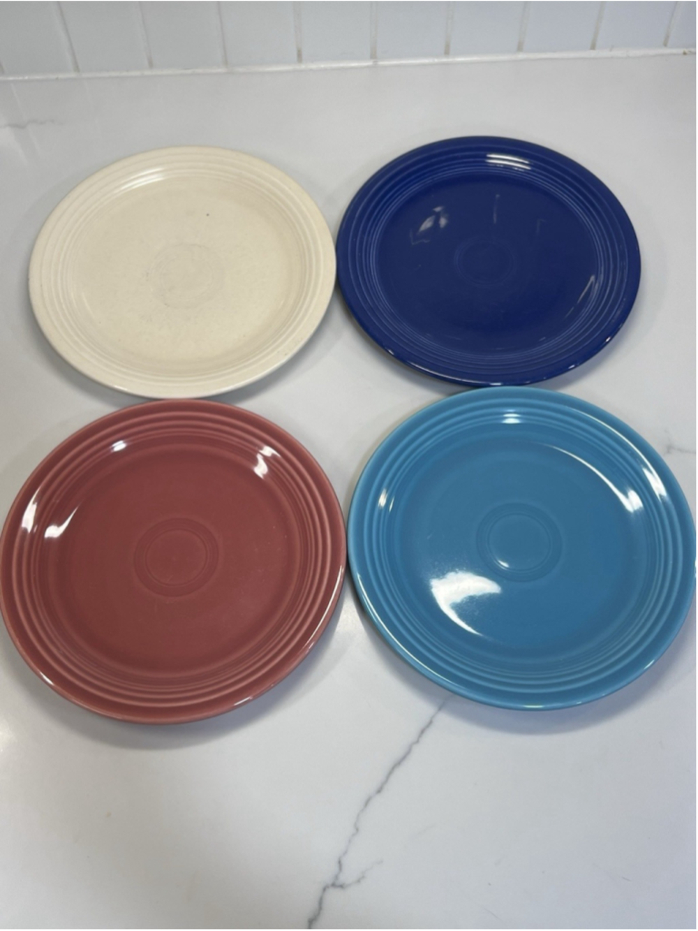 Vintage Original Fiesta Dinnerware 7.5 Inch Salad Plates Multicolor Set Set Of 4